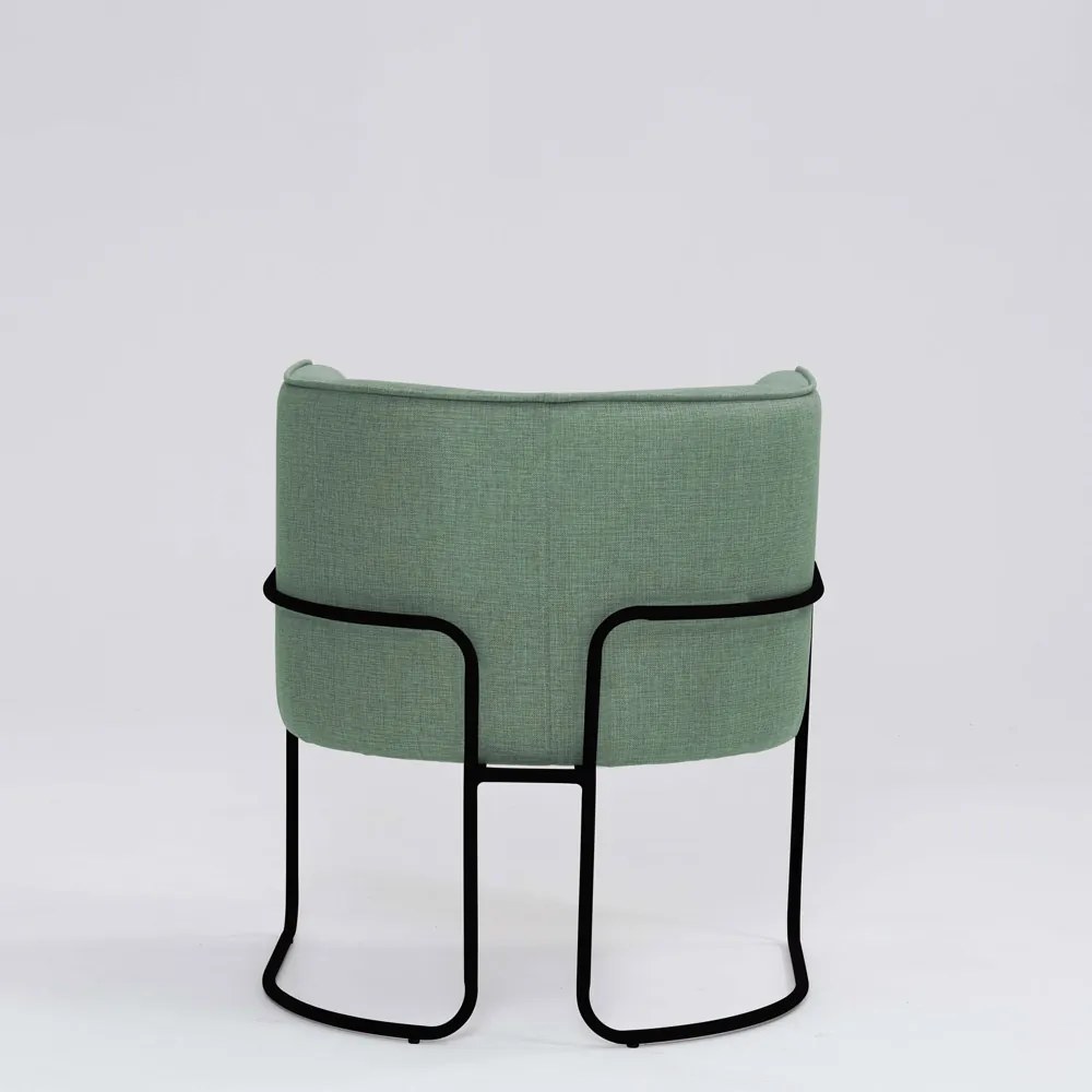 Poltrona Decorativa Belinda D07 Base Aço Linho Mescla Verde - D'Rossi