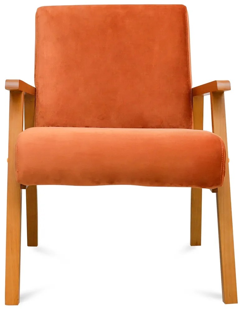 Kit 2 Poltronas Decorativas Alexa Braça de Madeira Veludo Terracota - Sheep Estofados