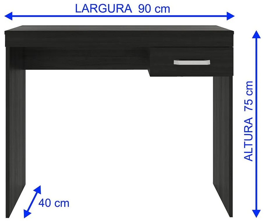 Mesa Escrivaninha Escritório Home Office 1 Gaveta Preta
