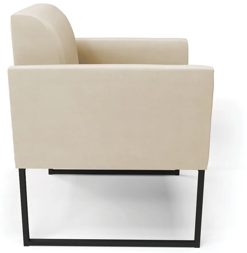 Poltrona Base Industrial Preto Marisa Suede Bege
