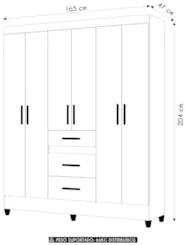 Guarda Roupa Casal 165cm 6 Portas Tati Freijó/Off Z17        - Mpozena