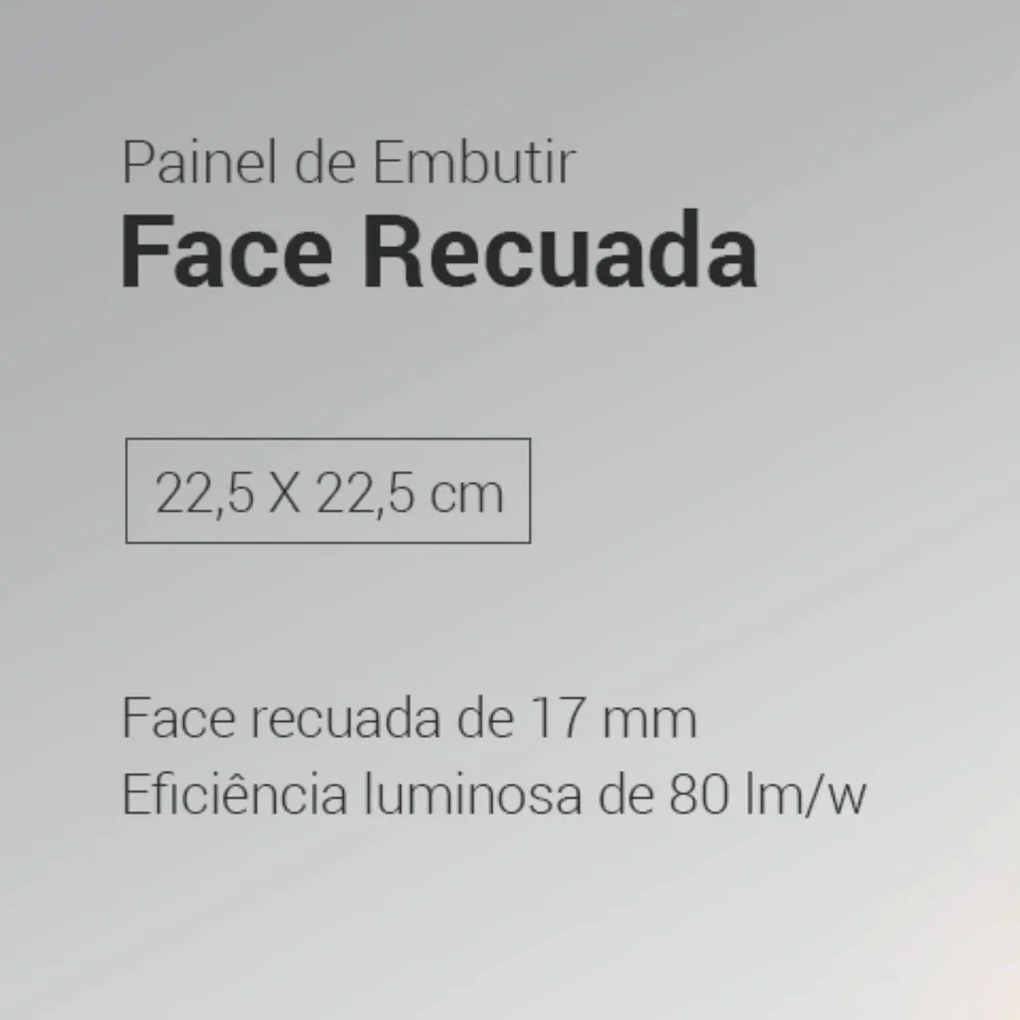 Embutido Quadrado Recuado 22,5X22,5Cm Led 22W 3000K Bivolt - Branco /...
