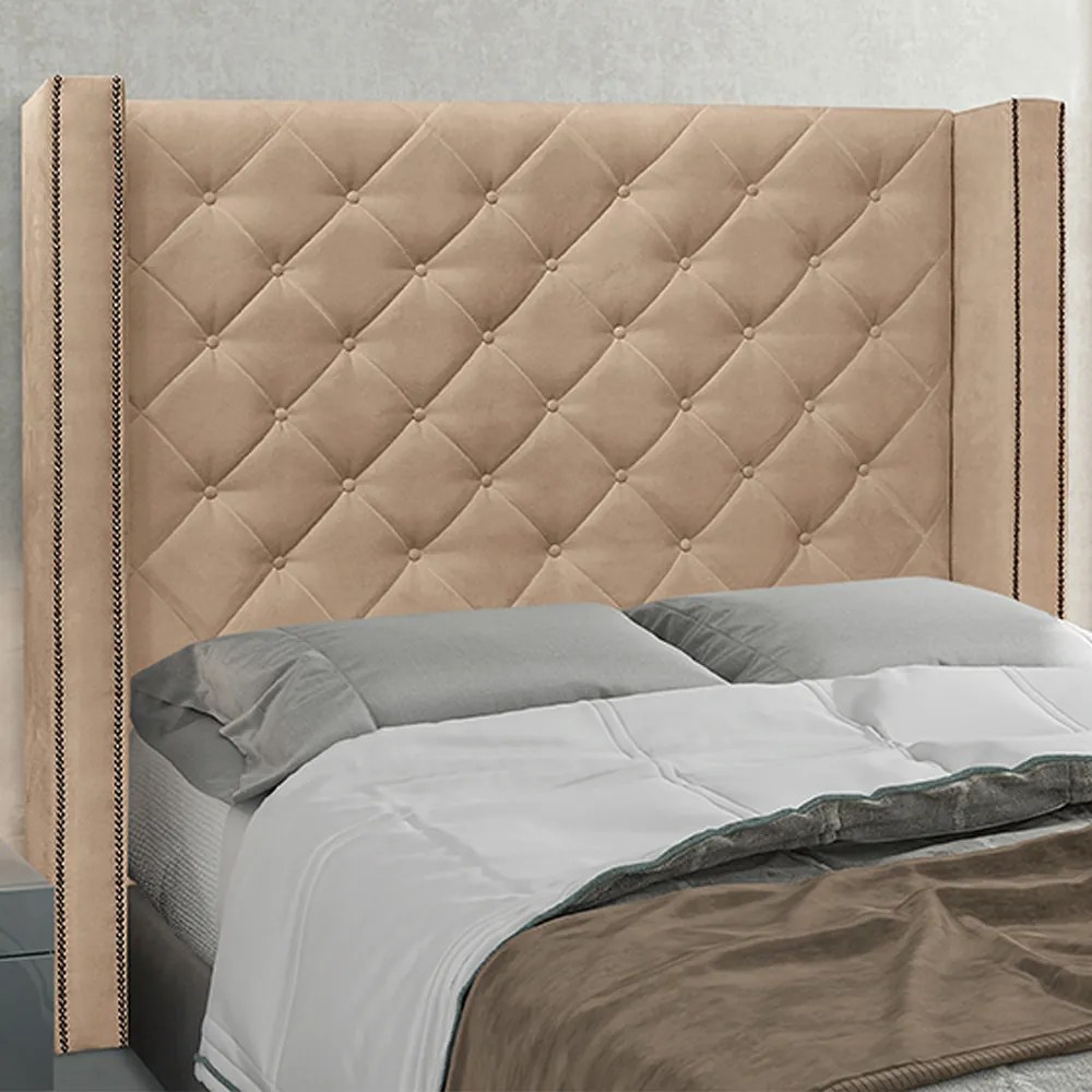Cabeceira Decorativa Casal 1,64M Loewe Suede Bege G63 - Gran Belo