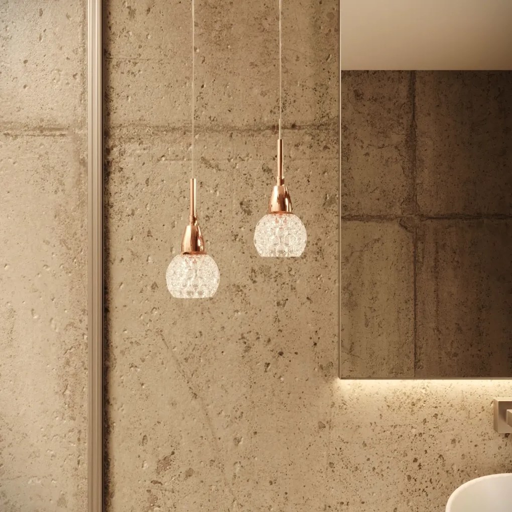 Pendente Amora Vidro Cristal Ø8X17Cm Alumínio 1Xg9 - Qimporta Pd2301 (COBRE BRILHO)