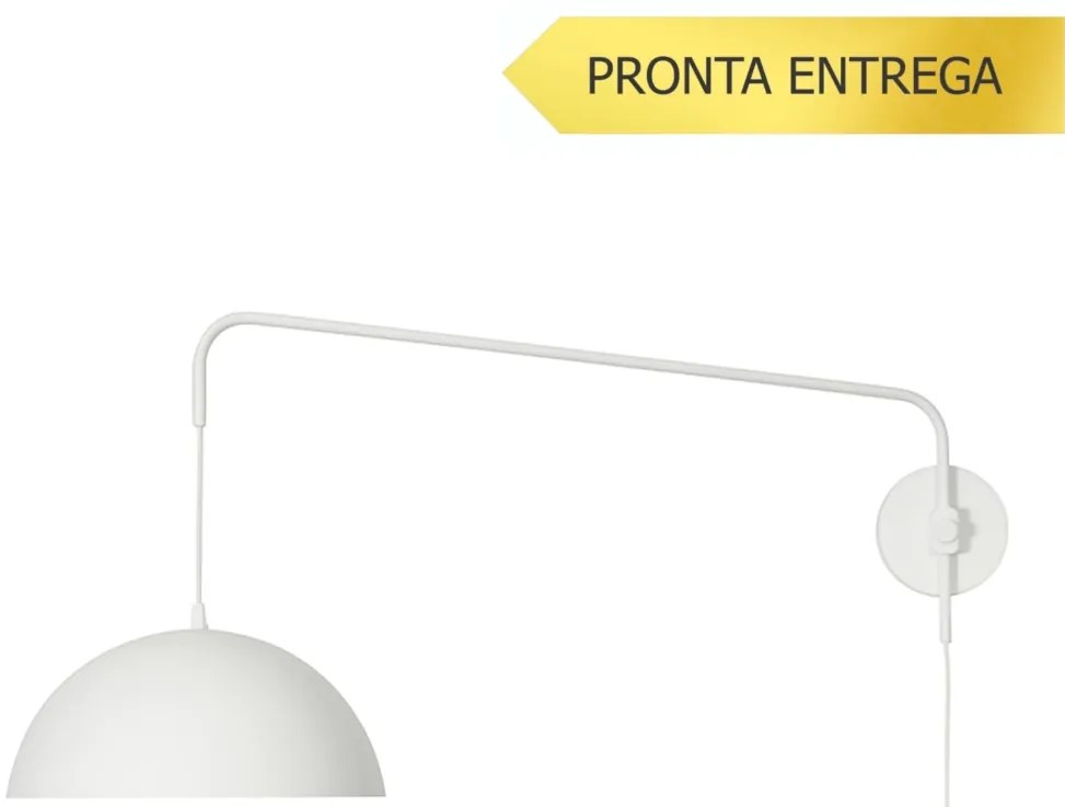 Arandela Yoná 32X95,2X44,2Cm 1Xe27 Braço Haste E Cúpula Alumínio - Usi... (BT - Branco Texturizado)