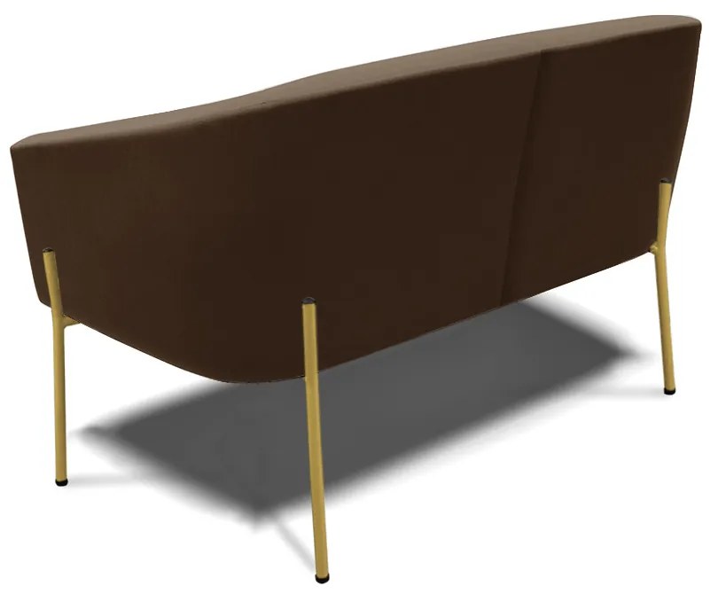 Sofá Namoradeira e Poltrona Pé de Ferro Dourado Stella Suede D03 - D'Rossi - Marrom
