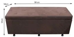 Calçadeira Baú Solteiro 90cm Estofada Liz S05 Suede Bordado Marrom - M