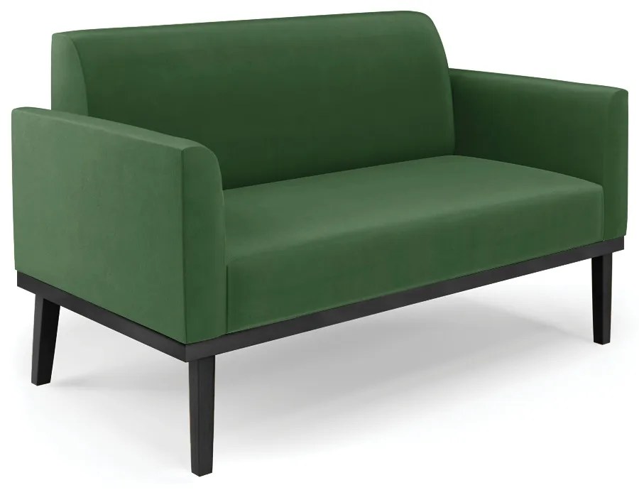 Sofá Namoradeira com 2 Poltronas Base de Madeira Fixa Preto Marisa Suede  D03 - D'Rossi - Verde