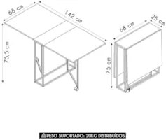Mesa Escrivaninha 142cm Dobrável com Rodízios Naomi Mel Z54 - Mpozenat