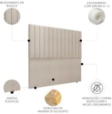 Cabeceira Cama Box Queen 160cm Estofada Plutus Boucle Bege Z04 - Mpoze