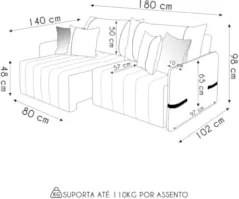 Sofá Cama Retrátil 180cm Essence D05 Linho Grafite/Preto - Mpozenato