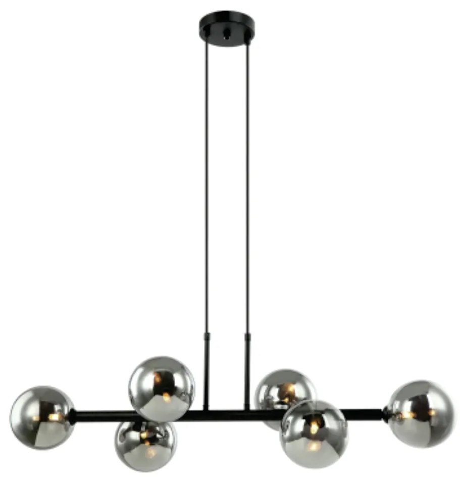 Pendente Abaporu Metal Preto E Vidro Fume 31X95X28Cm 6Xg9 | Bella Ilum... (Preto)