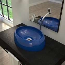 Cuba Pia de Apoio para Banheiro Oval Capri OV39W C08 Azul Escuro - Mpo