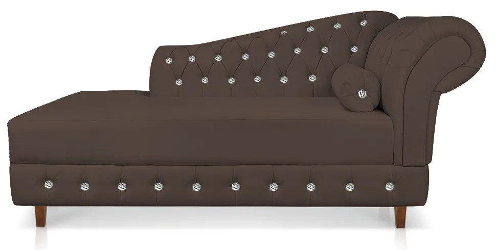 Divã Chesterfield 165 cm Capitonado com Strass Suede D'Rossi - Marrom
