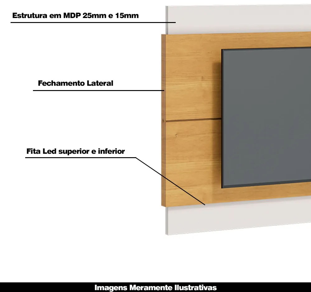 Painel Decorativo Sala de Estar 180cm Julien Nature/Off White G29 - Gran Belo
