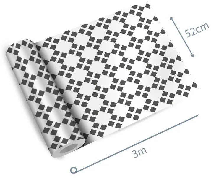 Adesivo geométrico quadrado cinza e branco