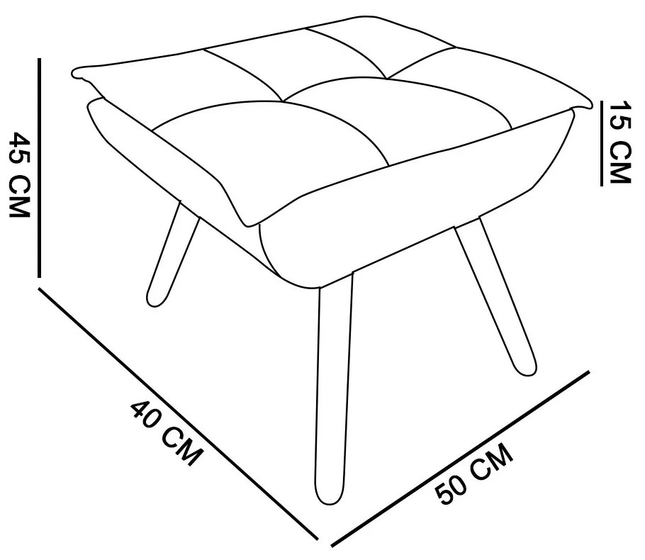 Puff Decorativo Opala Corino Pés Palito Castanho - D'Rossi - Cinza