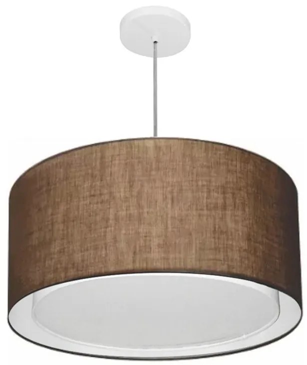 Lustre Pendente Cilíndrico Duplo Vivare Md-4288 Cúpula em Tecido 50x30cm - Bivolt