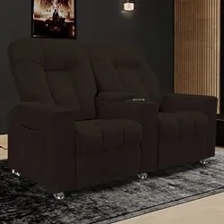 Poltrona Reclinável Para Cinema 2 Lugares Praddo FH9 Veludo Marrom - M