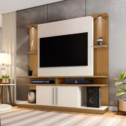 Estante Home Theater Para TV Até 60 Pol. com LED York Cinamomo/Off Whi
