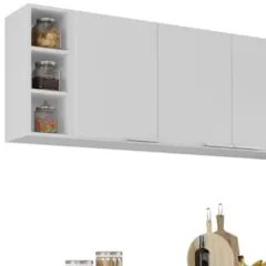 Armário de Cozinha CP12 e Tampo 118cm Pérola M24 Branco     - Mpozenat