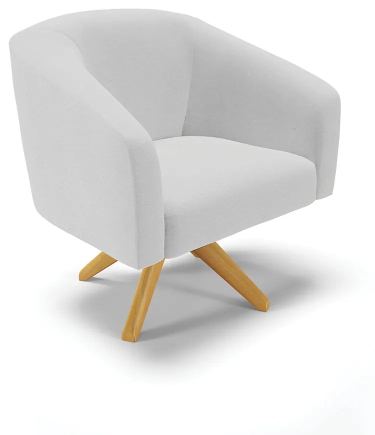 Poltrona Sala Decorativa Giratória Madeira Kit 2 Stella Linho D03 - D'Rossi - A05 Cinza