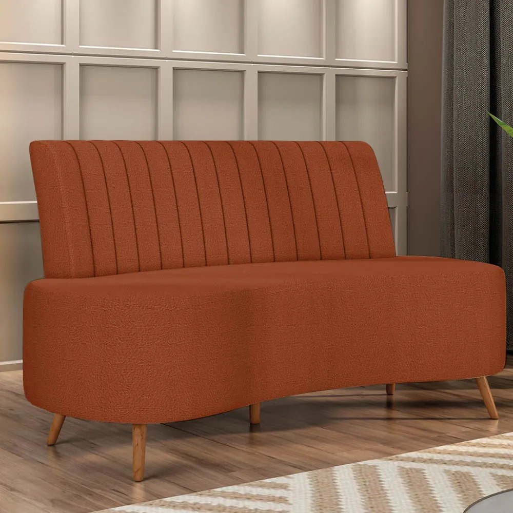 Sofá 2 Lugares Living 160cm Pé Palito Maraú Bouclê K01 - D'Rossi - Mostarda