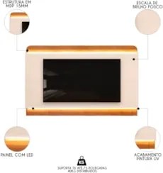 Painel Para TV Suspenso 75 Pol 219cm Com LED Collie D04 Off White/Frei