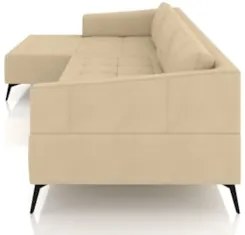 Sofá 5 Lugares 346cm Com Chaise Esquerdo Eko Couro Bege Z55 - Mpozenat