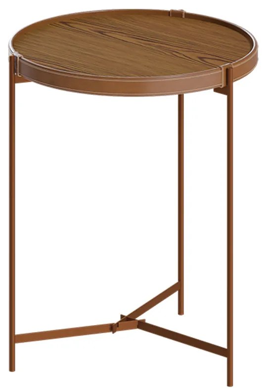 Mesa Lateral Nezuko 71cm Base Cobre Tampo Freijó G29 - Gran Belo