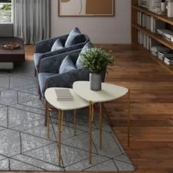 Mesa Lateral Para Sala Pés Metálicos Kit 2 Blen Luna/Dourado I06 - Mpo