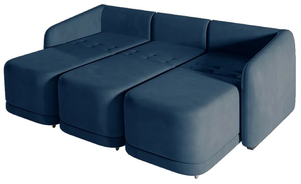 Sofá Cama Modulado Retrátil e Reclinável Decorativo Varsóvia 336cm Veludo Azul Marinho G33 - Gran Belo