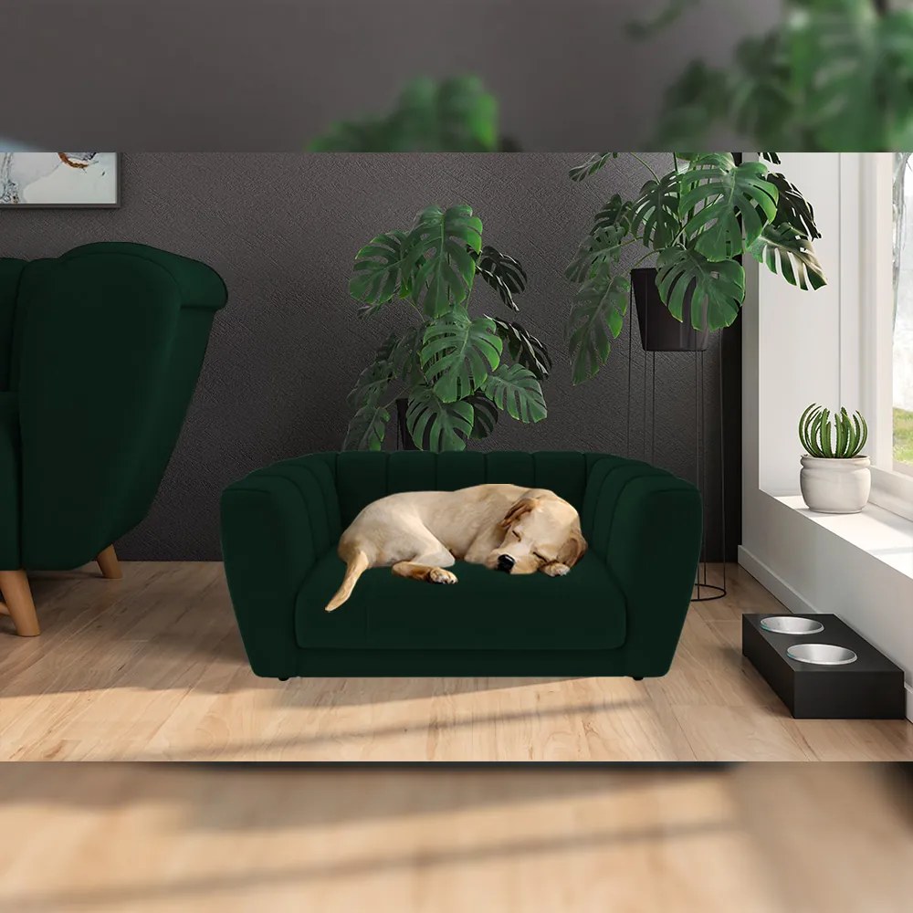 Poltrona Caminha para PET Scooby Veludo Verde G45 - Gran Belo