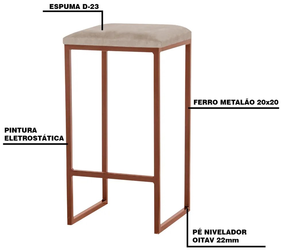 Banqueta Decorativa Billie Base Bronze Suede Cappuccino G41 - Gran Belo