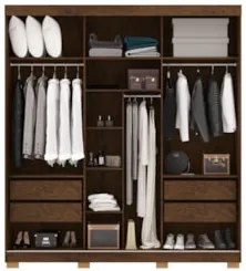Guarda Roupa Casal 200cm Com Espelho Porto Flex Imbuia/Fendi - Vila Ri