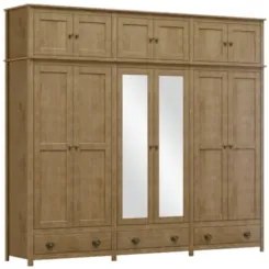 Guarda Roupa Casal 261cm Com Espelho Lázio Freijó F07       - Mpozenat