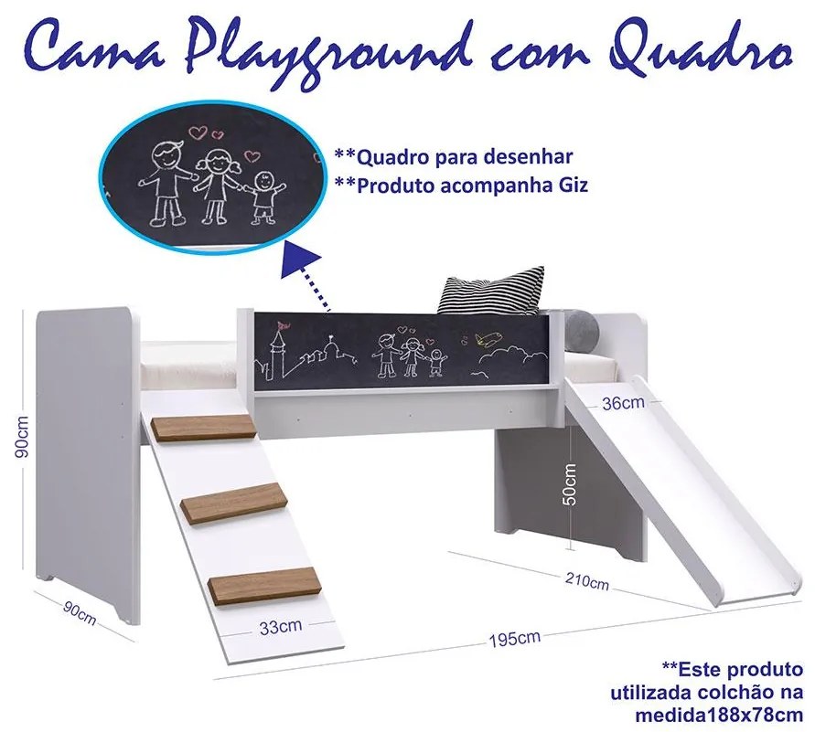 Cama Criança Infantil Solteiro Com Escorregador Rampa BY710