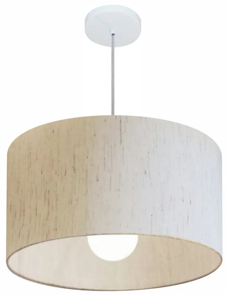 Lustre Pendente Cilíndrico Md-4069 Cúpula em Tecido 50x30cm Linho Bege - Bivolt