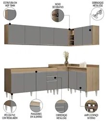 Armário de Cozinha Modulado de Canto 6 Peças CP31 Balcão sem Tampo Cas