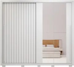 Guarda Roupa Casal 245cm Com Espelho Scipio Branco C01 - Mpozenato