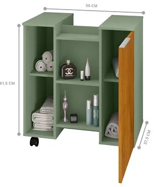 Gabinete Para Banheiro Pequin Pistache/Naturalle – Bechara Móveis
