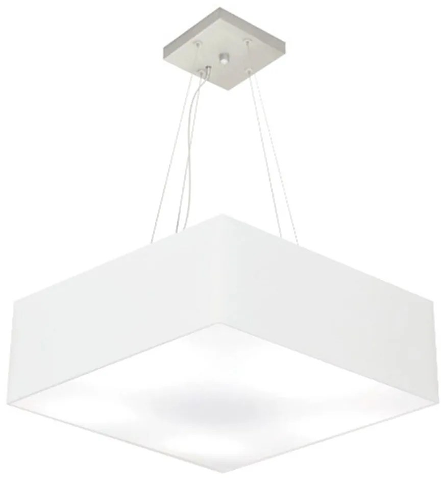 Lustre Pendente Quadrado Md-4198 Cúpula em Tecido 15/60x60cm Branco - Bivolt