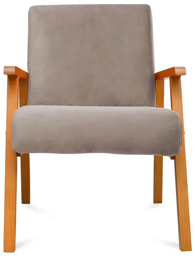 Kit 2 Poltronas Decorativas Alexa Braça de Madeira Suede Bege - Sheep Estofados