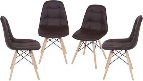 Kit com 4 Cadeiras Eames Botone Cafe Base de Madeira - 64657 Sun House