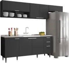 Armário de Cozinha CP03 Com Pia 180cm Pérola Z34 Preto      - Mpozenat