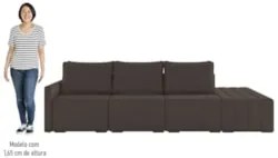 Sofá Ilha Modular com Puff para Sala Living 312cm Georgia Z08 Veludo M