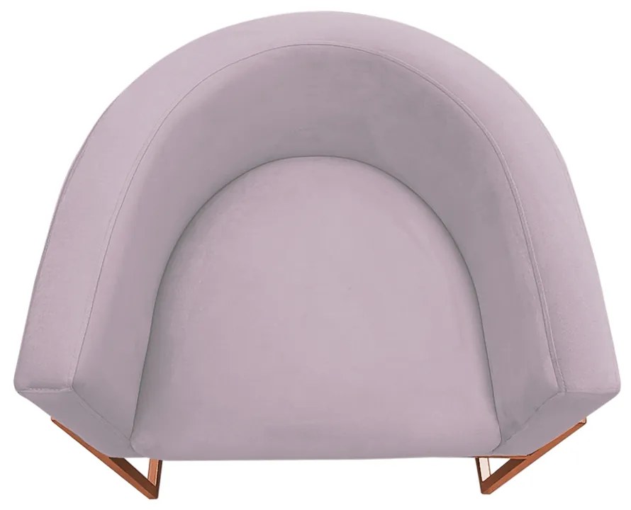 Poltrona Decorativa Base Metal Bronze Luna Veludo Rosê - Sheep Estofados - Veludo Rosê