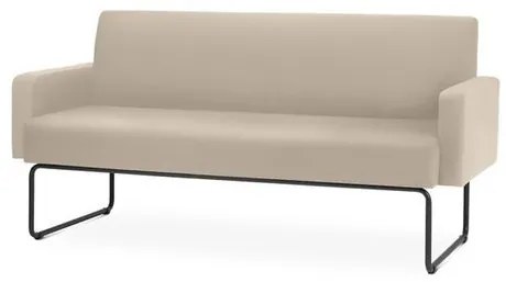 Sofa Pix com Bracos Assento Courino Bege Base Aco Preto - 55103 Sun House