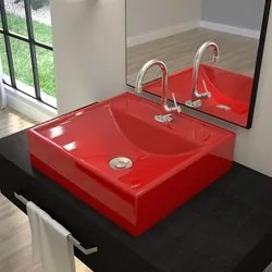 Cuba Pia De Apoio Para Banheiro Quadrada Ravena Q39 Vermelho C08 - Mpo