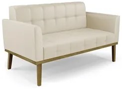 Sofá Namoradeira e 2 Poltronas Base Madeira Castanho Ana Sintético Beg